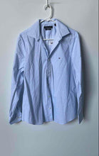 Load image into Gallery viewer, Tommy Hilfiger Mens Blue Printed Cotton Slim Fit Spread Collar Dress Shirt Sz M