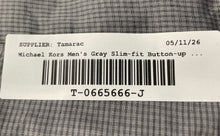 Load image into Gallery viewer, Michael Kors Mens Gray Long Sleeve Slim-Fit Stretch Button-Up Shirt Size L