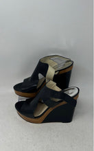 Load image into Gallery viewer, Michael Kors Womens Josephine Black Leather Wedge Heel Slingback Sandals Sz 7.5M