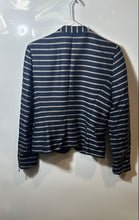 Load image into Gallery viewer, Zara Basic Womens Blue White Striped Long Sleeve Zip Front Blazer Jacket Size M