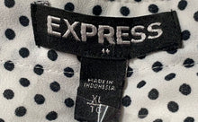 Load image into Gallery viewer, Express Womens White Black Polka Dot Long Roll Tab Sleeve Blouse Top Size XL
