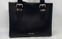 Load image into Gallery viewer, Calvin Klein Womens Black Leather Adjustable Strap Double Handle Tote Handbag
