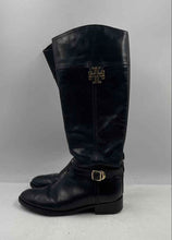 Load image into Gallery viewer, Authentic Tory Burch Womens Eloise Black Leather Riding Boots Size 7M Damaged
