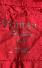 Load image into Gallery viewer, Guess Mens Red Slim Fit Long Sleeve Collared Button-Up Shirt Size Large