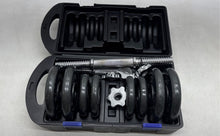 Load image into Gallery viewer, Cap Black Silver 18.1KG Weights Plates & Handles 40LB Adjustable Dumbbell Set