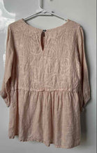 Load image into Gallery viewer, Alessia Pacini Womens Peach Embroidered Floral Linen Blouse Top Size Medium
