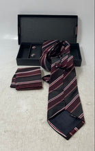 Load image into Gallery viewer, Unbranded Mens Multicolor Striped Silk Designer Tie With Accessories 3 Pcs