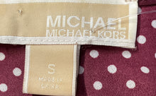 Load image into Gallery viewer, Michael Kors Womens Burgundy White Polka Dot Long Sleeve Blouse Top Size S