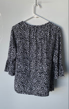 Load image into Gallery viewer, Michael Kors Womens Black White Leopard Print Bell Sleeve Blouse Top Size Small