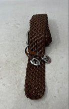 Load image into Gallery viewer, Michael Kors Womens Brown Leather Adjustable Buckle Casual Woven Belt Size M