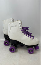 Load image into Gallery viewer, Skate Gear Unisex White Purple Leather Lace-Up Quad Roller Skates Size 7