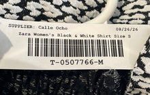 Load image into Gallery viewer, Zara Womens Black & White Leopard Print Mock Neck Short Sleeve Blouse Top Size S