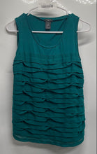 Load image into Gallery viewer, Ann Taylor Womens Green Ruffle Sleeveless Pullover Blouse Top Size LP