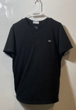 Load image into Gallery viewer, Lacoste Mens Black Henley Neck Button Front Regular Fit T-Shirt Size Medium