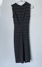 Load image into Gallery viewer, Loft Womens Black White Striped Sleeveless Back Zip Ruched Sheath Dress Size 0