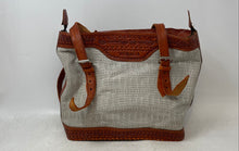 Load image into Gallery viewer, Nicaragua Womens Brown Gray Zipper Double Handle Shoulder Handbag
