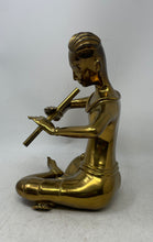 Load image into Gallery viewer, Vintage Brass Snake Charmer Musician Playing Flute Figurine Statue