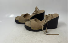 Load image into Gallery viewer, Zara Womens Beige Suede Studded Wedge Heel Ankle Strap Sandals Size EUR 40