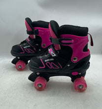 Load image into Gallery viewer, Micmac Skating Girls Black Pink Adjustable Strap Quad Wheel Roller Skates Size L