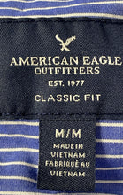 Load image into Gallery viewer, American Eagle Outfitters Mens Blue White Striped Cotton Button-Up Shirt Size M