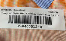 Load image into Gallery viewer, Tommy Hilfiger Mens Orange Cotton Button Front Long Sleeve Dress Shirt Size 15.5