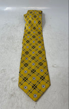 Load image into Gallery viewer, Laurant Benon Mens Yellow Geometric Floral Silk Keeper Loop Pointed Tie