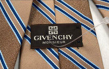 Load image into Gallery viewer, Givenchy Monsieur Mens Brown Blue Striped Adjustable Long Designer Tie