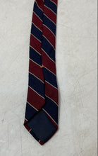 Load image into Gallery viewer, Paris Mens Burgundy Blue Printed Keeper Loop Adjustable Pointed Tie