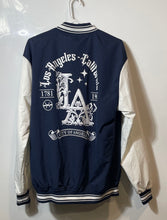 Load image into Gallery viewer, Seven Souls Mens Blue Long Sleeve Pockets Collared Varsity Jacket Sz L With Tag