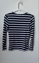 Load image into Gallery viewer, Lauren Ralph Lauren Womens White Black Striped Cotton Long Sleeve T-Shirt Size S