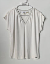 Load image into Gallery viewer, Calvin Klein Womens White Short Sleeve V-Neck Collarless Pullover T-Shirt Sz XS