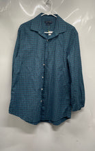 Load image into Gallery viewer, Tommy Hilfiger Mens Blue Plaid Long Sleeve Collared Slim Fit Dress Shirt Size L