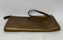 Load image into Gallery viewer, Neiman Marcus Womens Gold Leather Zip Top Credit Card Slots Wristlet Wallet