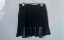 Load image into Gallery viewer, Michael Kors Womens Black Leather Hem Side-Zip A-Line Skirt Size Medium