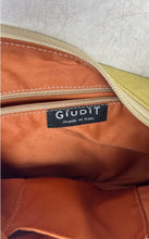 Load image into Gallery viewer, Giudit Womens Yellow Suede Shoulder Strap Lined Zip Top Hobo Handbag Worn