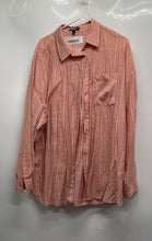 Load image into Gallery viewer, Express Womens Peach Striped Print Long Sleeve Boyfriend Button-Up Shirt Size XL