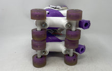 Load image into Gallery viewer, SHDSL Kids White Purple Ratchet Buckle 4 Wheels Roller Skates Size Small