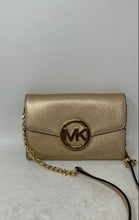 Load image into Gallery viewer, Michael Kors Womens Gold Saffiano Leather Adjustable Strap Crossbody Bag