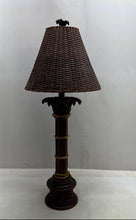 Load image into Gallery viewer, Brown Bamboo Table Lamp With Woven Rattan Wicker Shade Not Tested