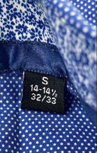 Load image into Gallery viewer, Versace 19-69 Mens Blue Polka Dot Stretch Long Sleeve Dress Shirt Size S/14-15.5