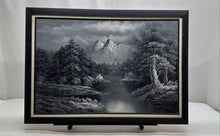 Load image into Gallery viewer, Black And White Forest & Calm Lake Landscape Framed Signed Art Painting