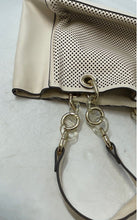 Load image into Gallery viewer, Aldo Womens White Leather Perforated Inner Pocket Double Strap Tote Purse