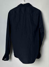 Load image into Gallery viewer, Forever 21 Mens Navy Blue Stretch Long Sleeve Collared Button-Up Shirt Size M