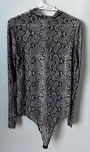 Load image into Gallery viewer, Fashion Nova Womens Black Gray Snakeskin Print One-Piece Bodysuit Size XL