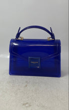 Load image into Gallery viewer, Tresluce Womens Blue Magnetic Transparent Rectangular Top Handle Bag