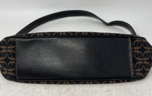 Load image into Gallery viewer, Fossil Womens Black Signature Print Adjustable Strap Inner Pocket Shoulder Bag