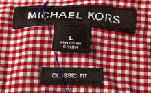 Load image into Gallery viewer, Michael Kors Mens Red White Printed Cotton Classic Fit Button-Up Shirt Size L