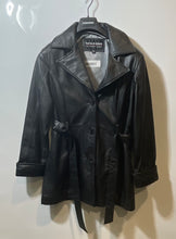 Load image into Gallery viewer, Wilsons Womens Black Leather Belted Long Sleeve Jacket Size Medium