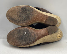 Load image into Gallery viewer, Authentic Tory Burch Womens Brown Wedge Espadrille Heels Size 10M Stained