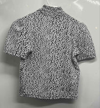 Load image into Gallery viewer, Zara Womens Black & White Leopard Print Mock Neck Short Sleeve Blouse Top Size S